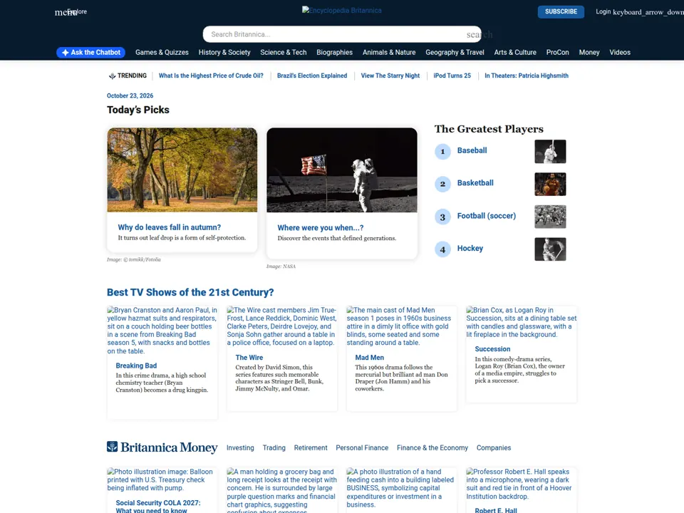 Britannica website screenshot