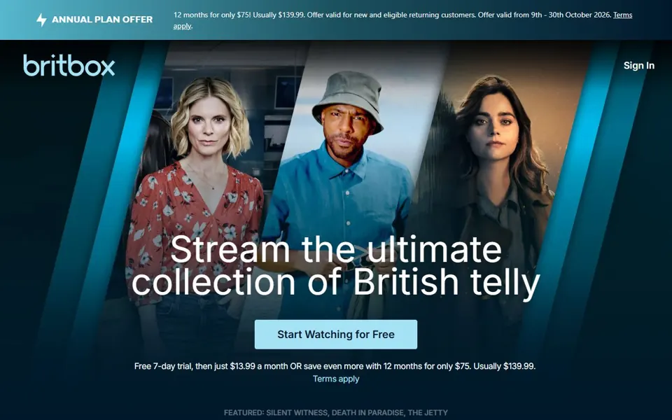 BritBox Australia website screenshot