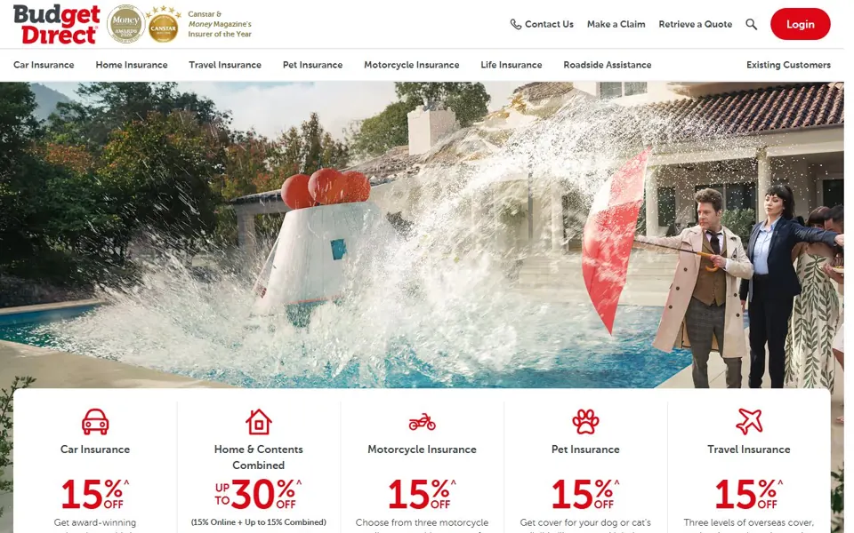 Budget Direct website screenshot