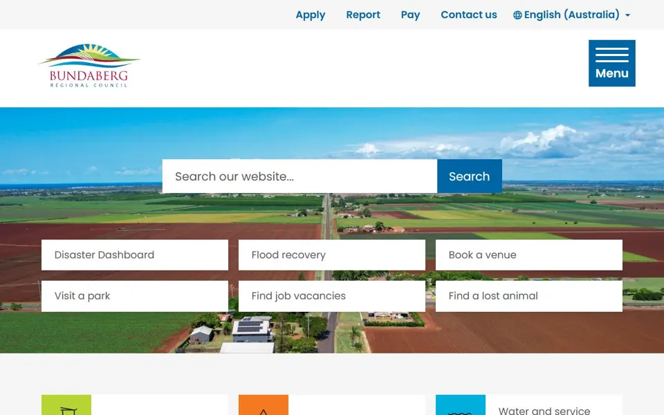 Bundaberg Regional Council website screenshot