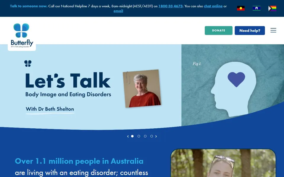 Butterfly Foundation website screenshot
