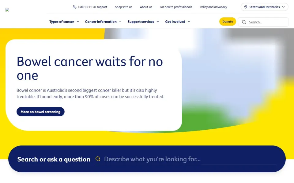 Cancer Council Australia website screenshot