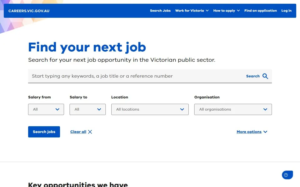 Careers Victoria website screenshot