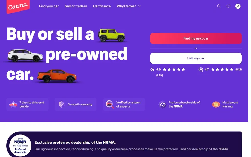 Carma website screenshot