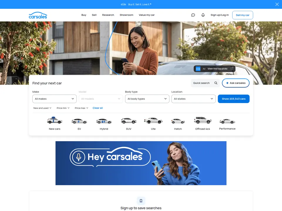 carsales website screenshot