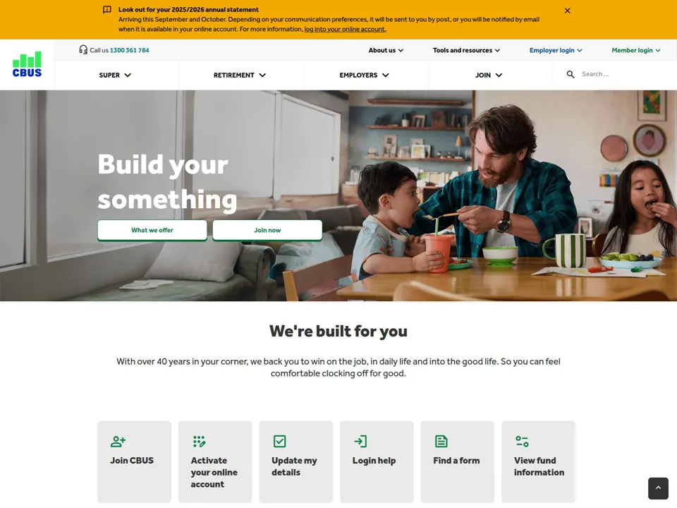 Cbus Super website screenshot