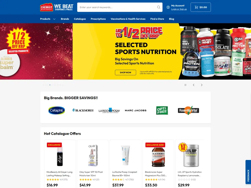 Chemist Warehouse website screenshot