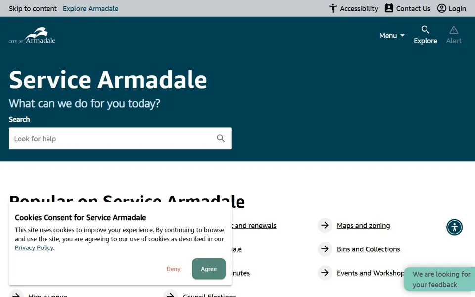 City of Armadale website screenshot
