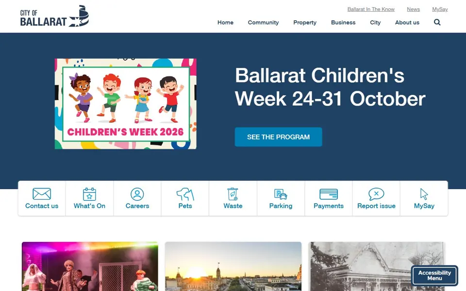 City of Ballarat website screenshot