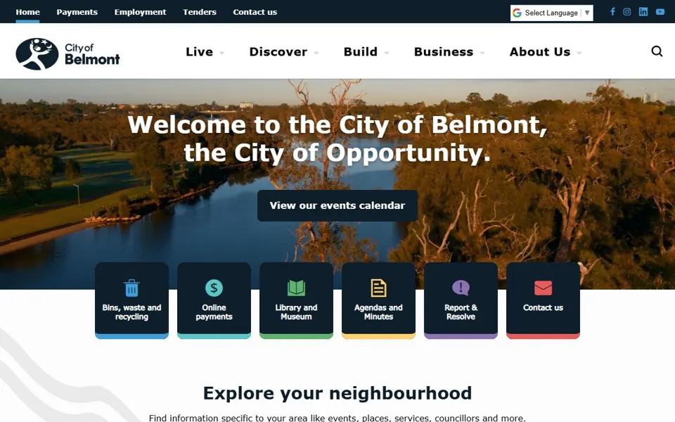 City of Belmont website screenshot