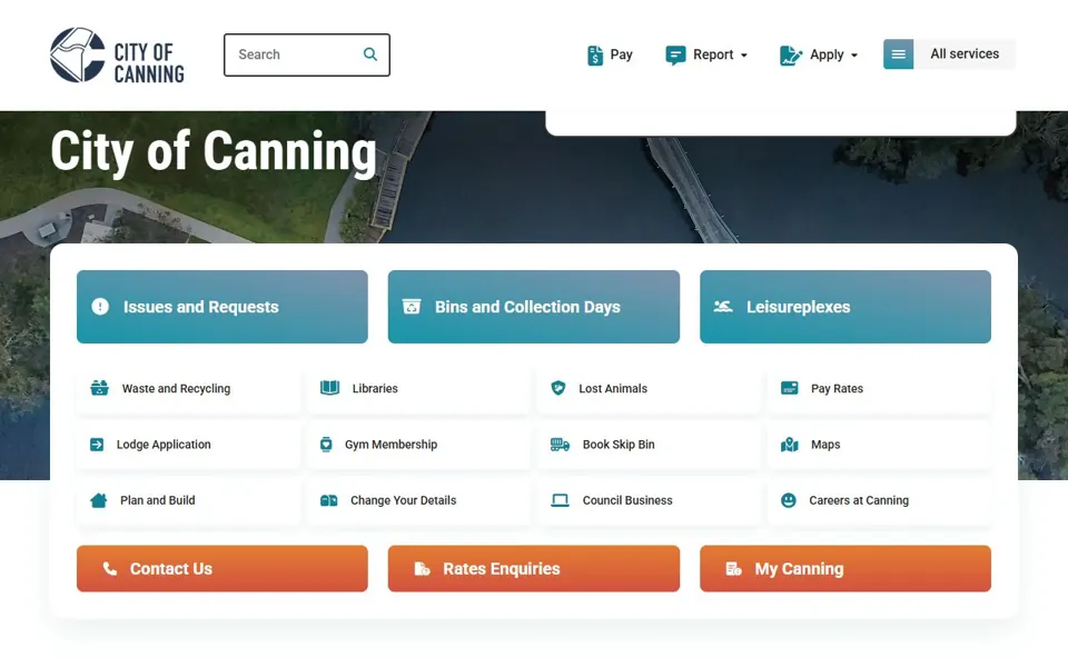 City of Canning website screenshot