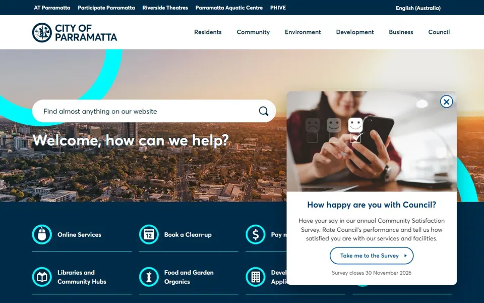 City of Parramatta website screenshot
