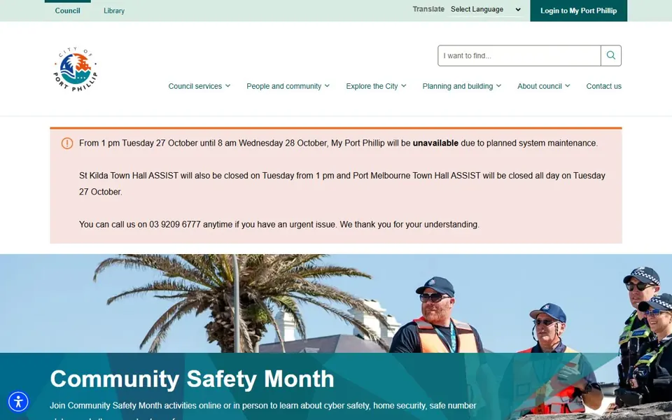 City of Port Phillip website screenshot