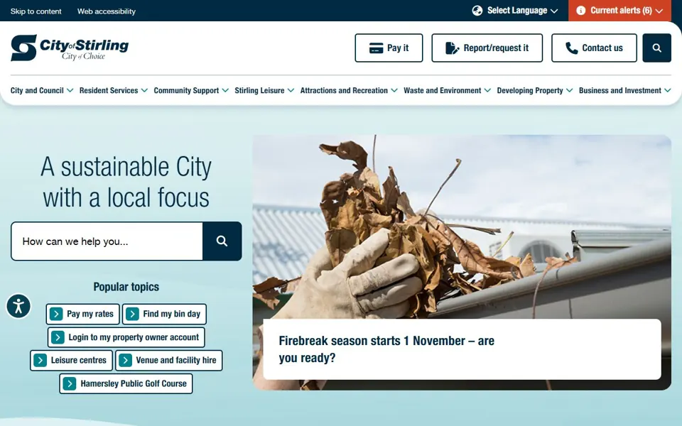 City of Stirling website screenshot