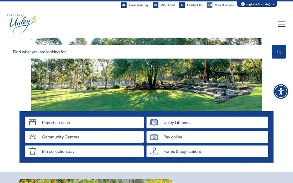 City of Unley website screenshot