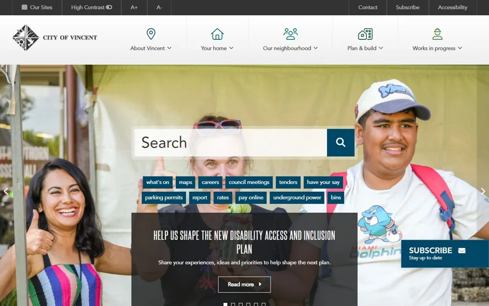 City of Vincent website screenshot