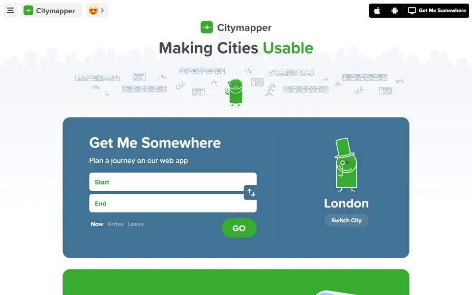 Citymapper — Official website screenshot