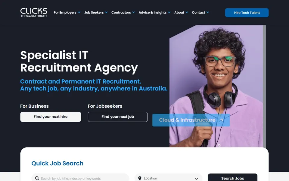 Clicks IT Recruitment website screenshot