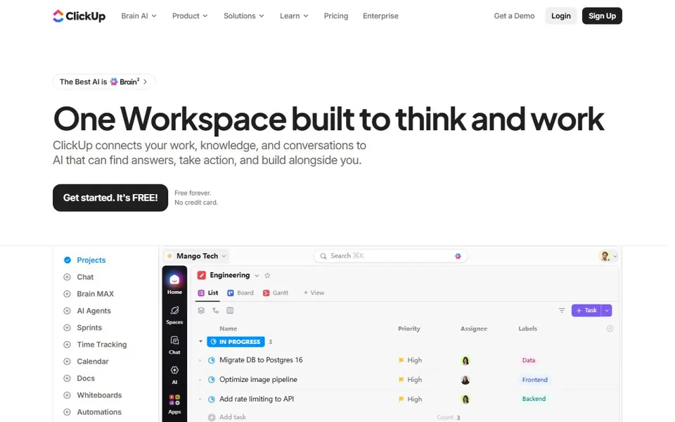 ClickUp website screenshot