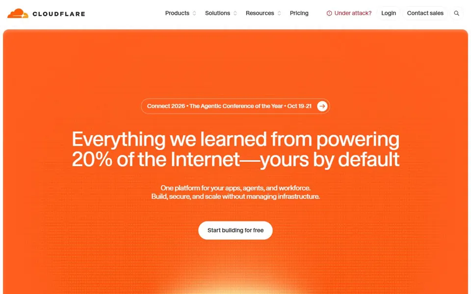 Cloudflare – Ansicht der Anbieter-Website
