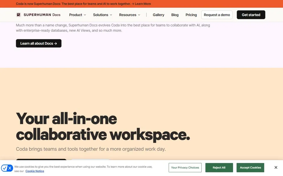 Coda website screenshot