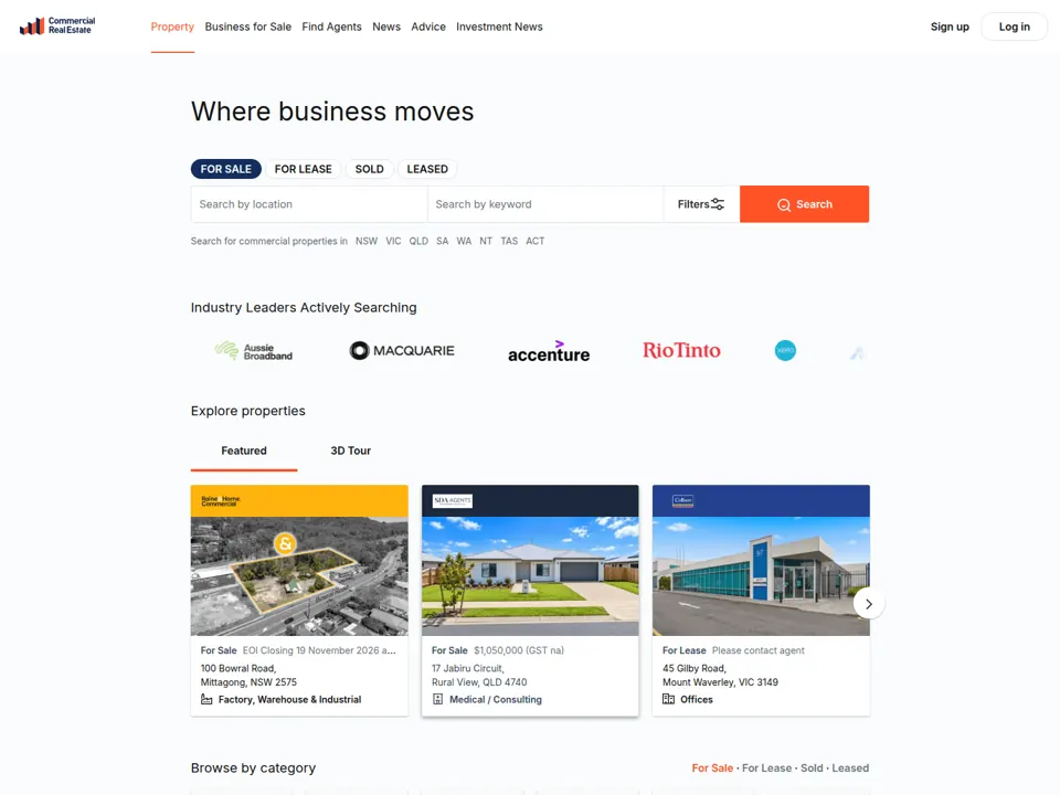 Commercial Real Estate website screenshot