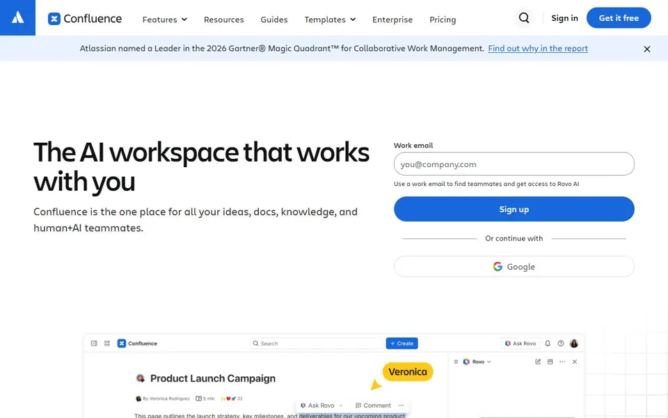 Confluence website screenshot