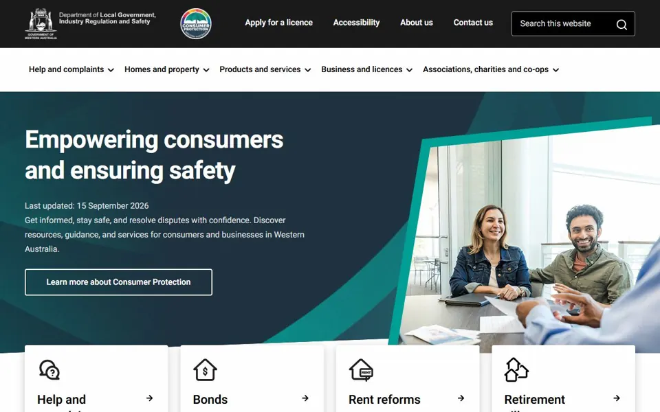 Consumer Protection WA website screenshot