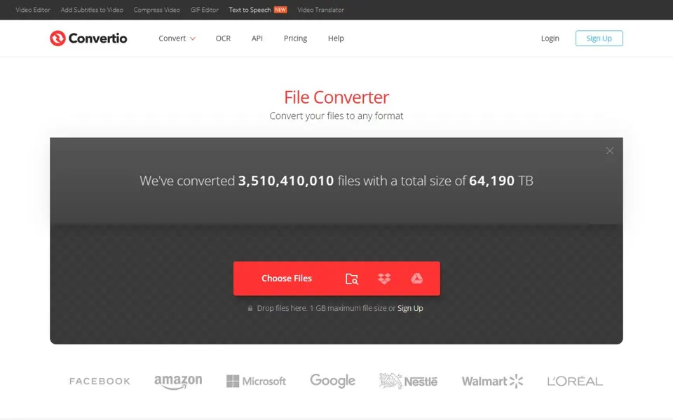 Convertio website screenshot