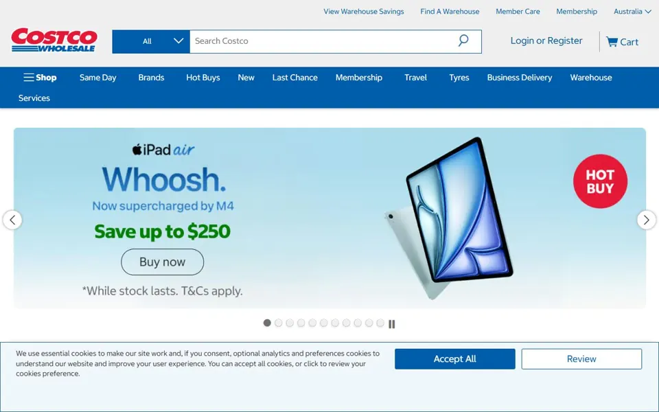 Costco Australia website screenshot