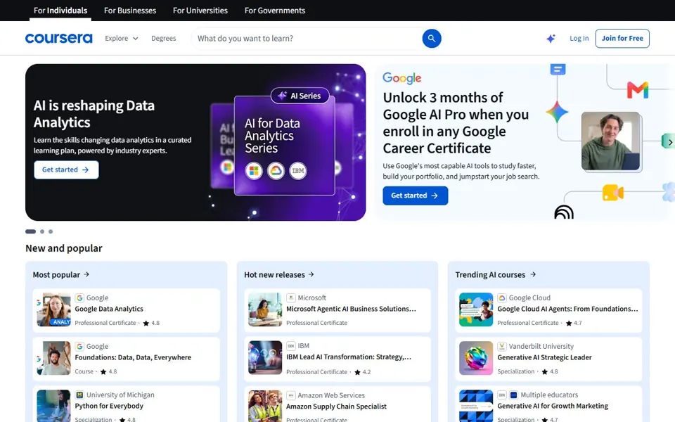 Coursera website screenshot