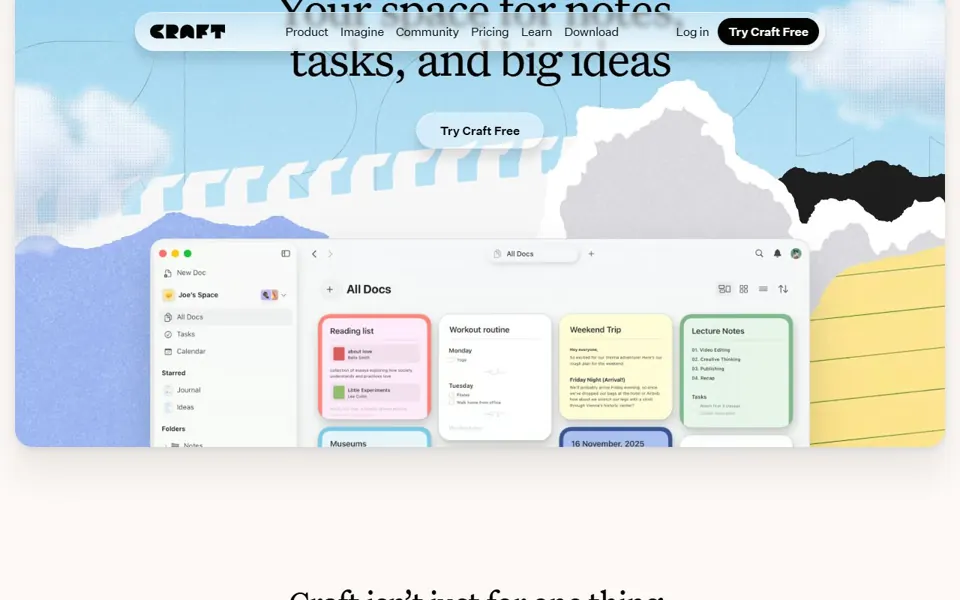 Craft website screenshot