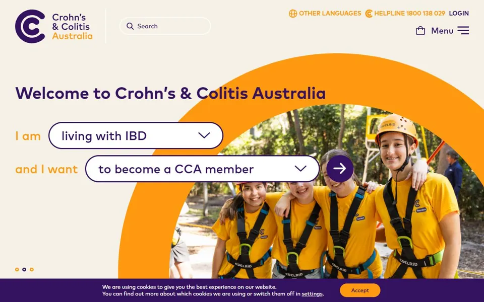 Crohn's & Colitis Australia website screenshot