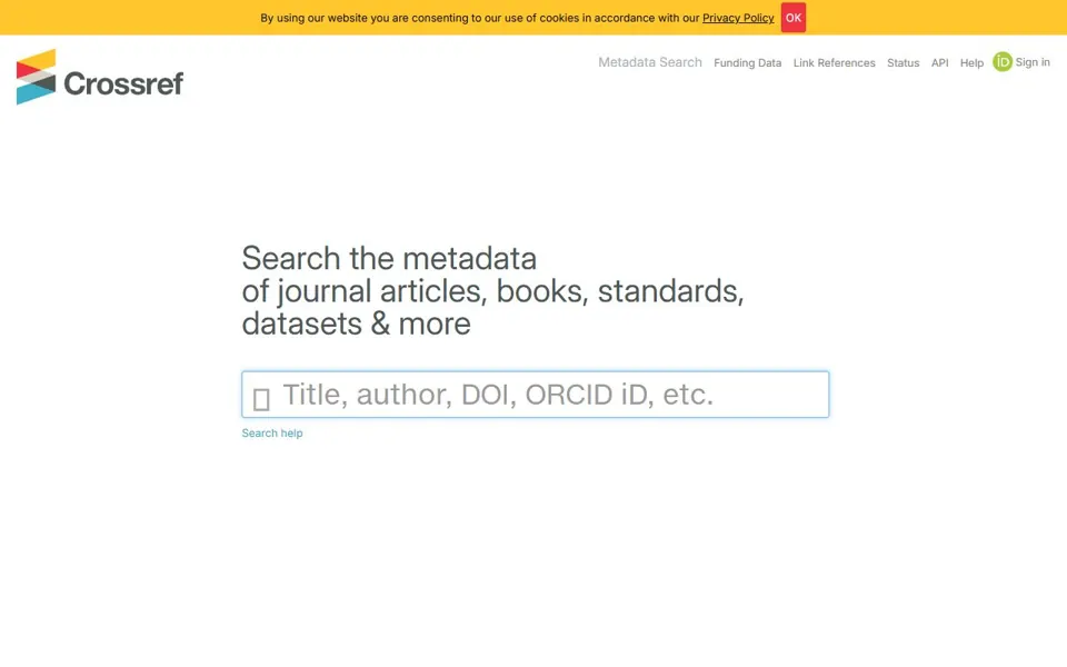 Crossref Search website screenshot