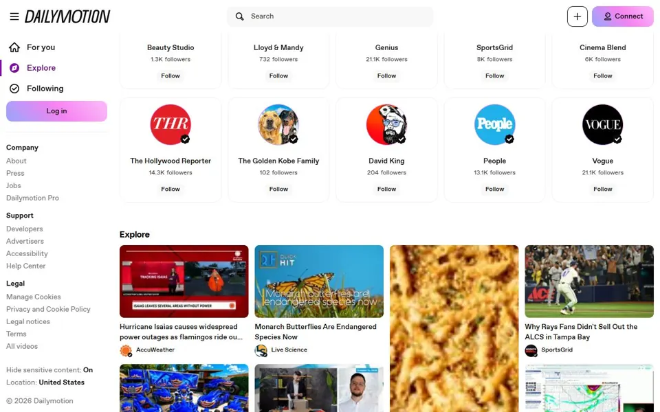 Dailymotion – Ansicht der Anbieter-Website