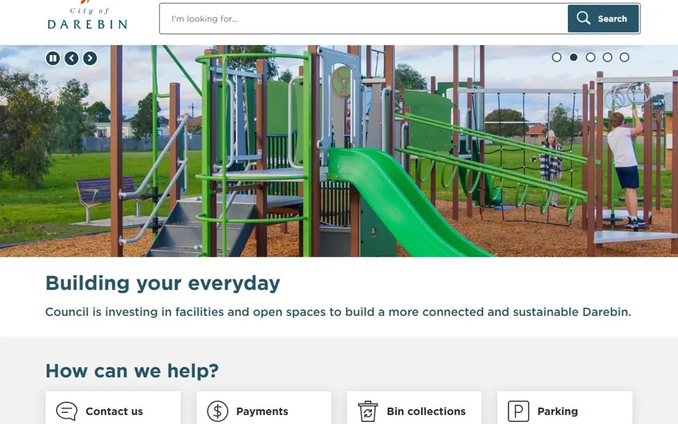 Darebin City Council website screenshot