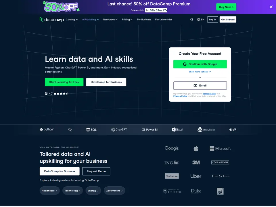 DataCamp website screenshot