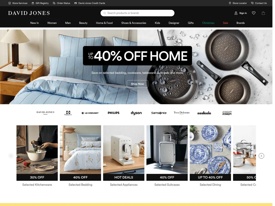 David Jones website screenshot
