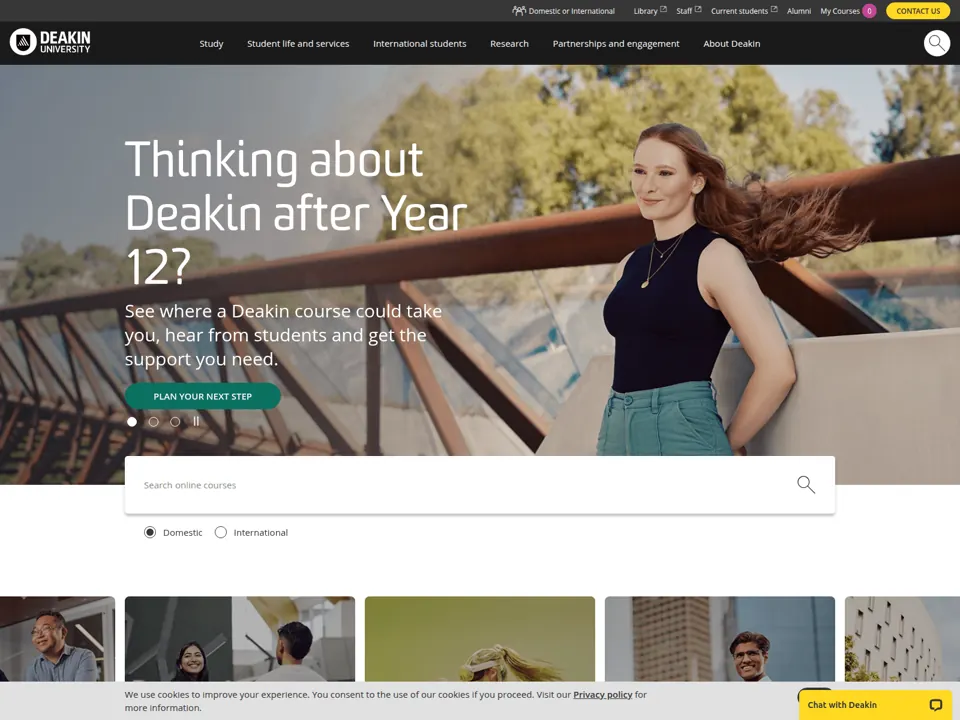 Deakin University website screenshot
