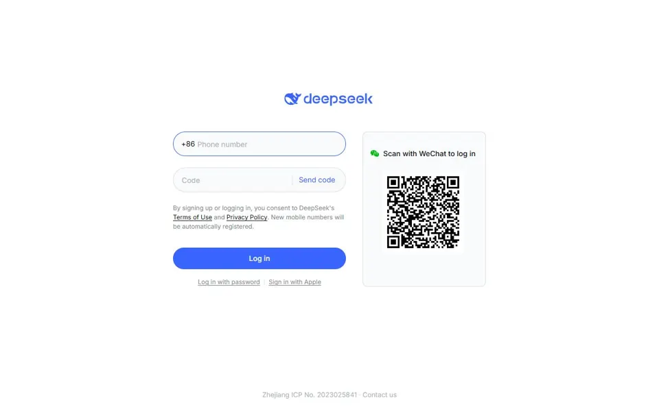DeepSeek website screenshot