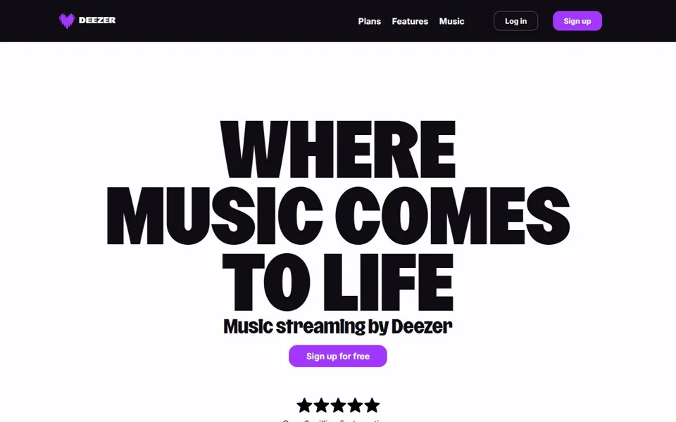 Deezer website screenshot