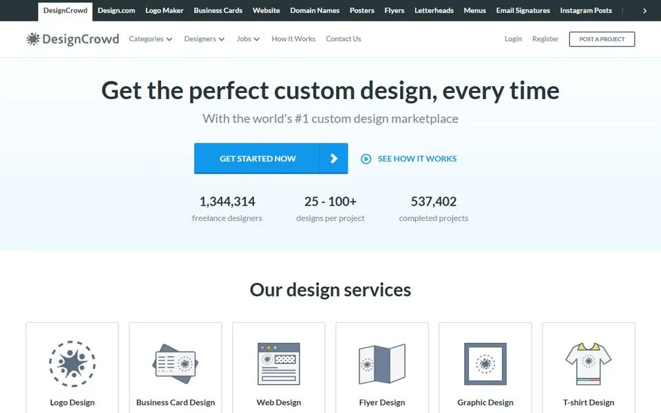 DesignCrowd website screenshot