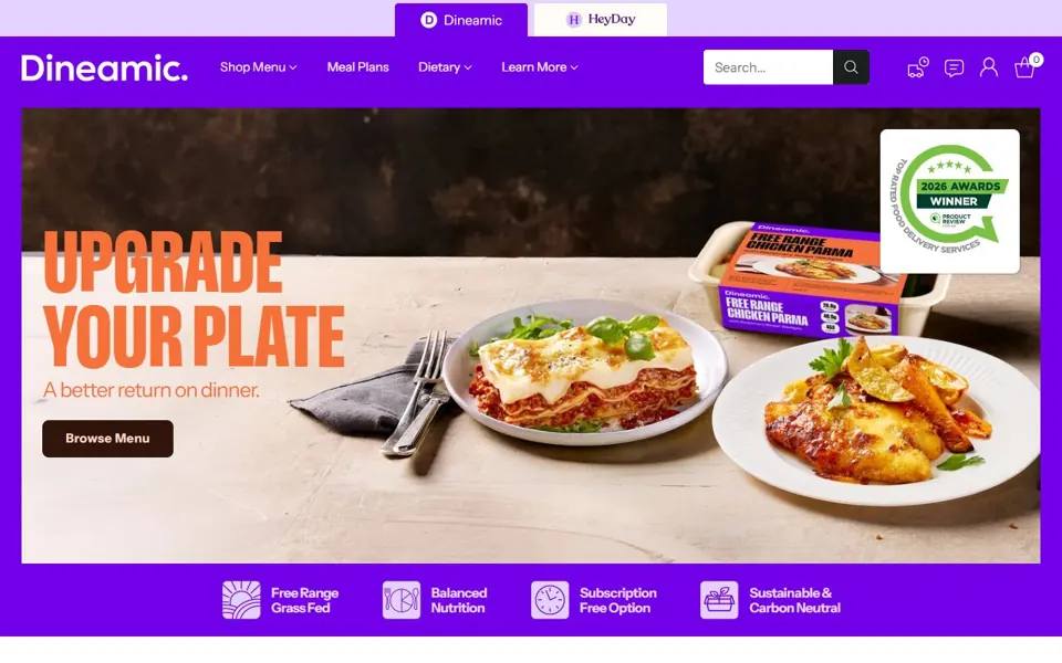 Dineamic website screenshot