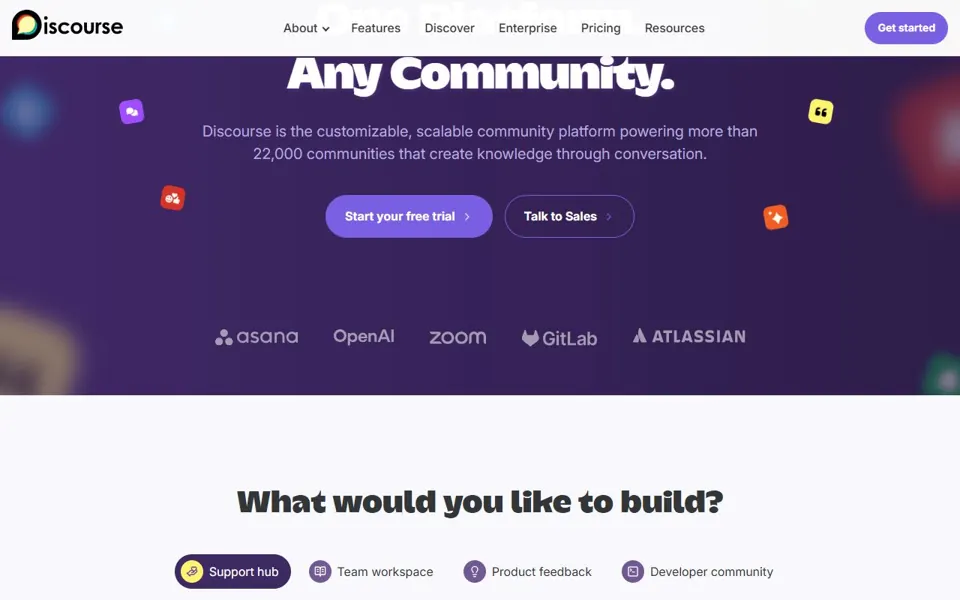 Discourse website screenshot