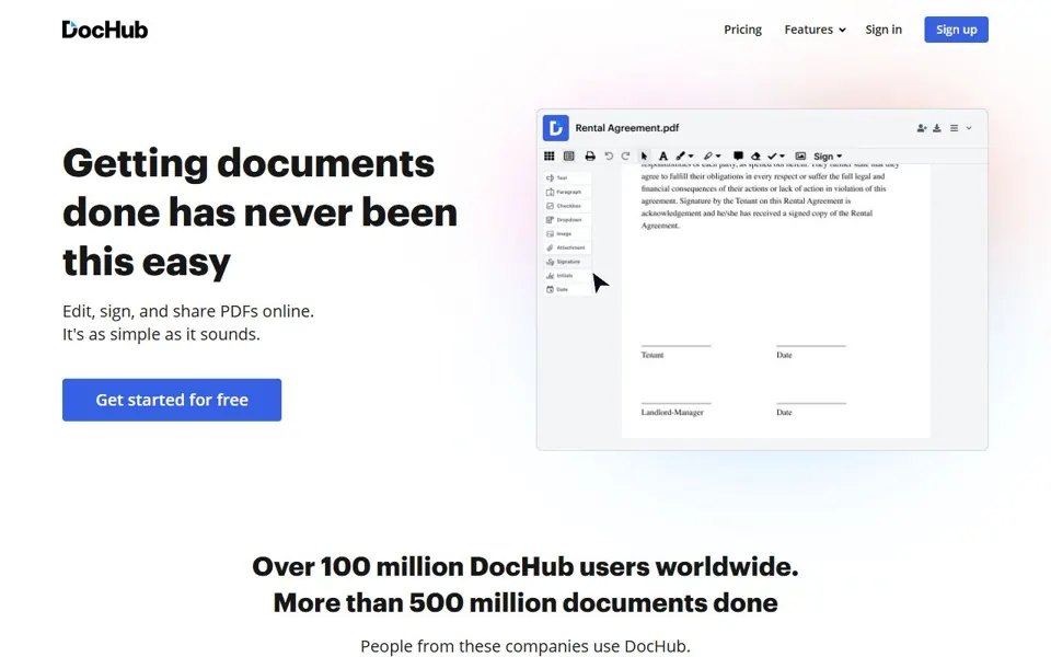 DocHub · Website screenshot