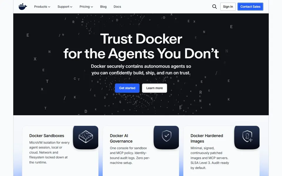 Docker – Ansicht der Anbieter-Website
