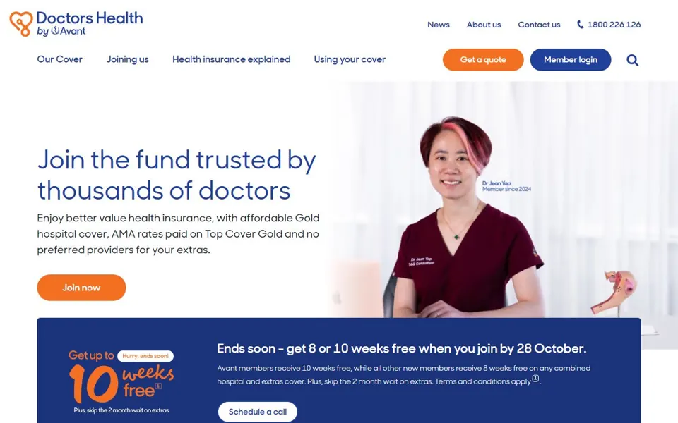 Doctors' Health Fund website screenshot