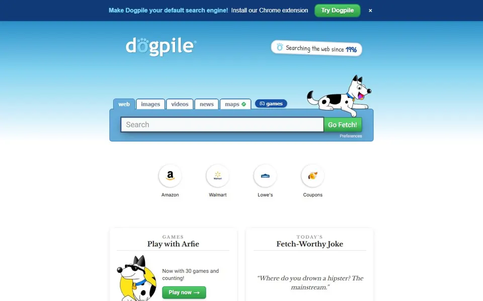 Dogpile website screenshot