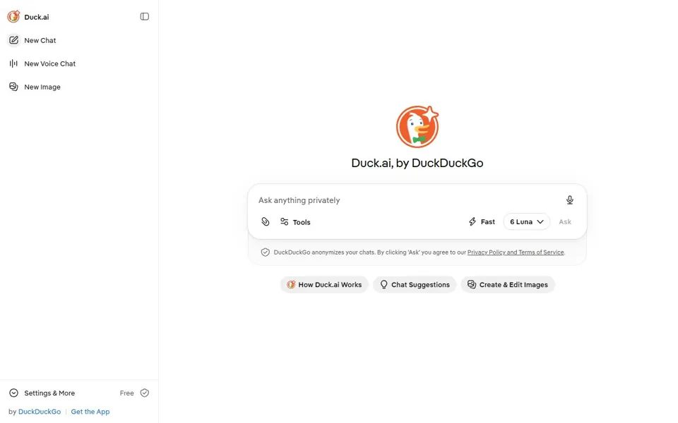 Duck.ai website screenshot
