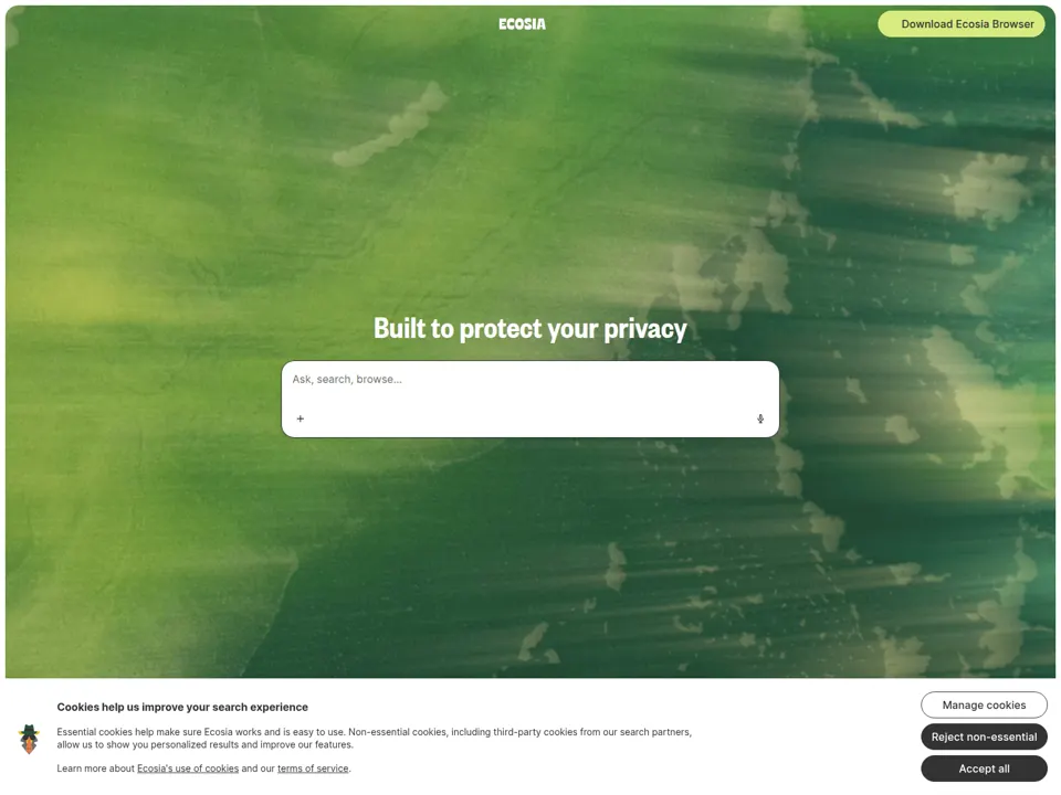 Ecosia website screenshot